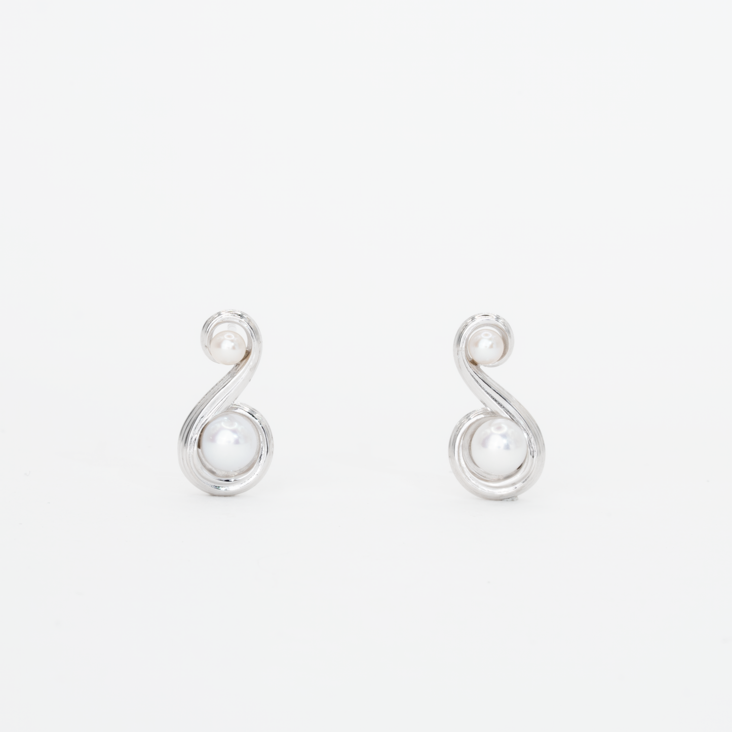 浪紋漩渦珍珠耳環